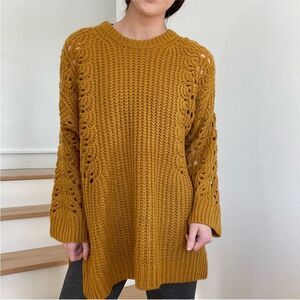 NWT Pilcro Anthropologie Oversized Chunky Devenne Pointelle Crewneck in Maize